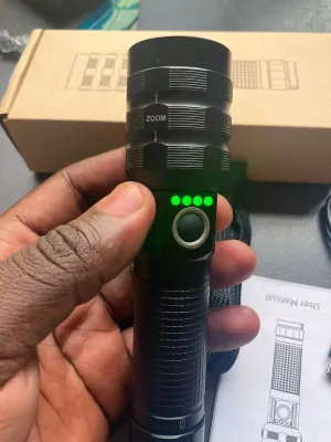 OSRAM 1KM Zoomable Flashlight – 1000m Beam, Rechargeable, 6 Modes, Aircraft-Grade Aluminum, IPX44 Waterproof for Camping & Hiking actual product photo.