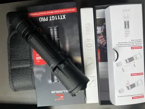 Klarus XT11GT PRO Tactical Flashlight 3300 Lumens, 410m Beam, Dual Turbo and Strobe Tail Switches, USB-C Rechargeable, IPX8 Waterproof actual product photo.