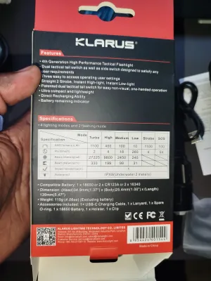 Klarus XT11S: 330m (1082ft) Tactical Flashlight | 1100 Lumens, Waterproof, Rechargeable, Durable | Ideal for Security, Camping, Emergencies, 5yrs Warranty actual product photo.