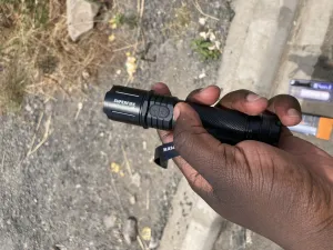 SUPERFIRE J6 LED Flashlight, 480 Lumens, 200m Range, USB-C actual product photo.