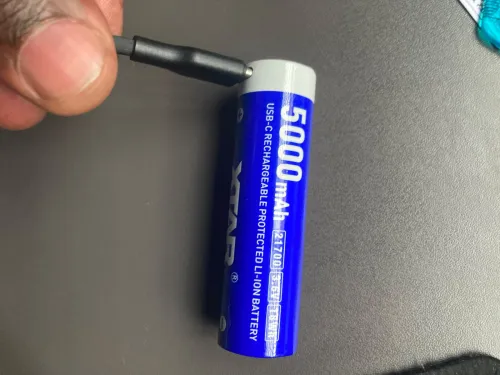 XTAR 21700 Battery, 5000mAh, Built-in USB-C, 10A Discharge actual product photo.