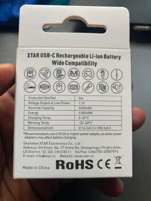 4 Pack XTAR AA Lithium-ion USB-C Battery 1.5V 2A, 4100mWh 2450mAh with LED Indicator actual product photo.