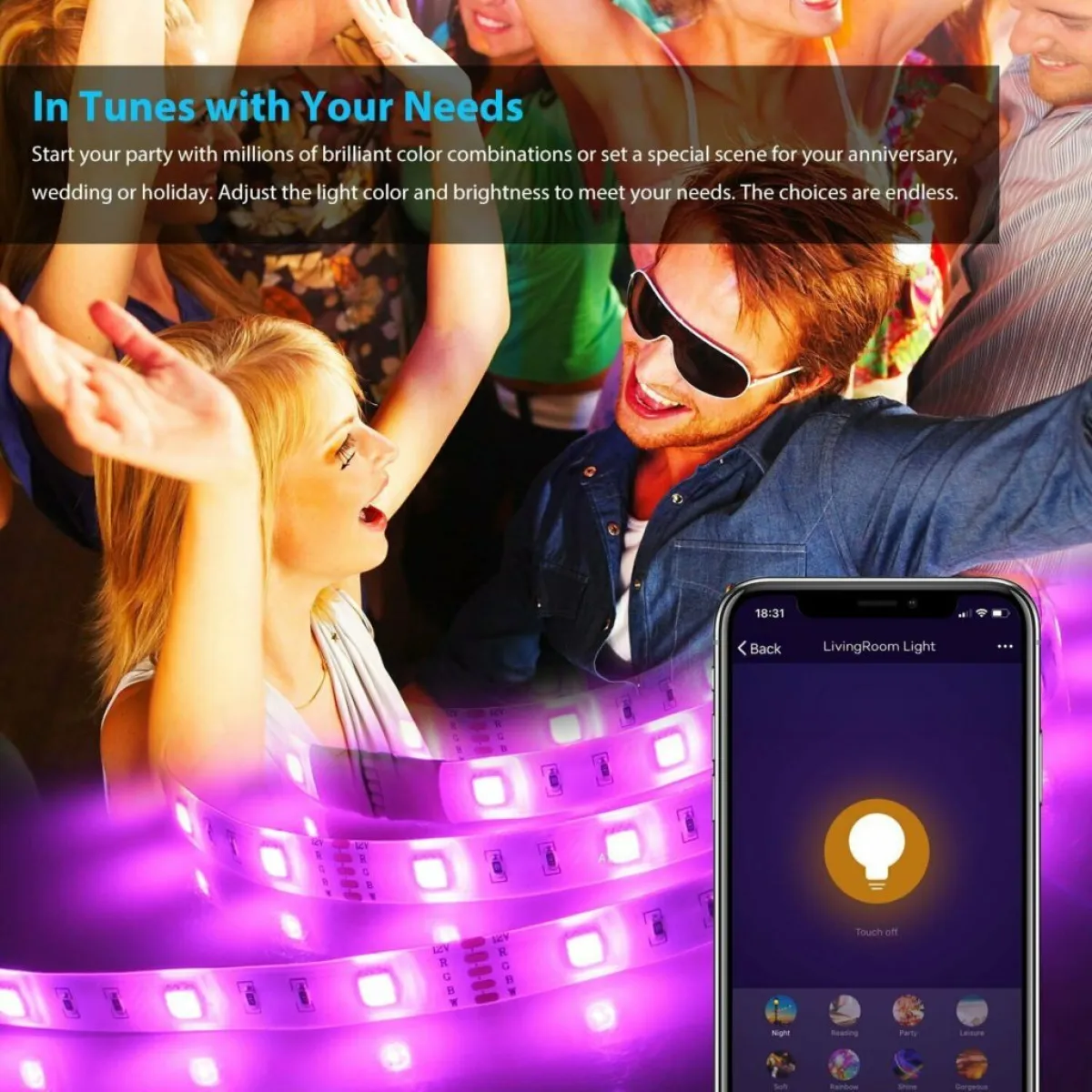 Zebrago Tuya Smart WiFi LED Strip Lights, Music Sync, RGB