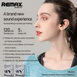 Remax RB-S32 Bone Earphones | Open Ear Bluetooth for Sports & Calls | 8hr Battery | Sweatproof | Dual Mic ANC - photo 4