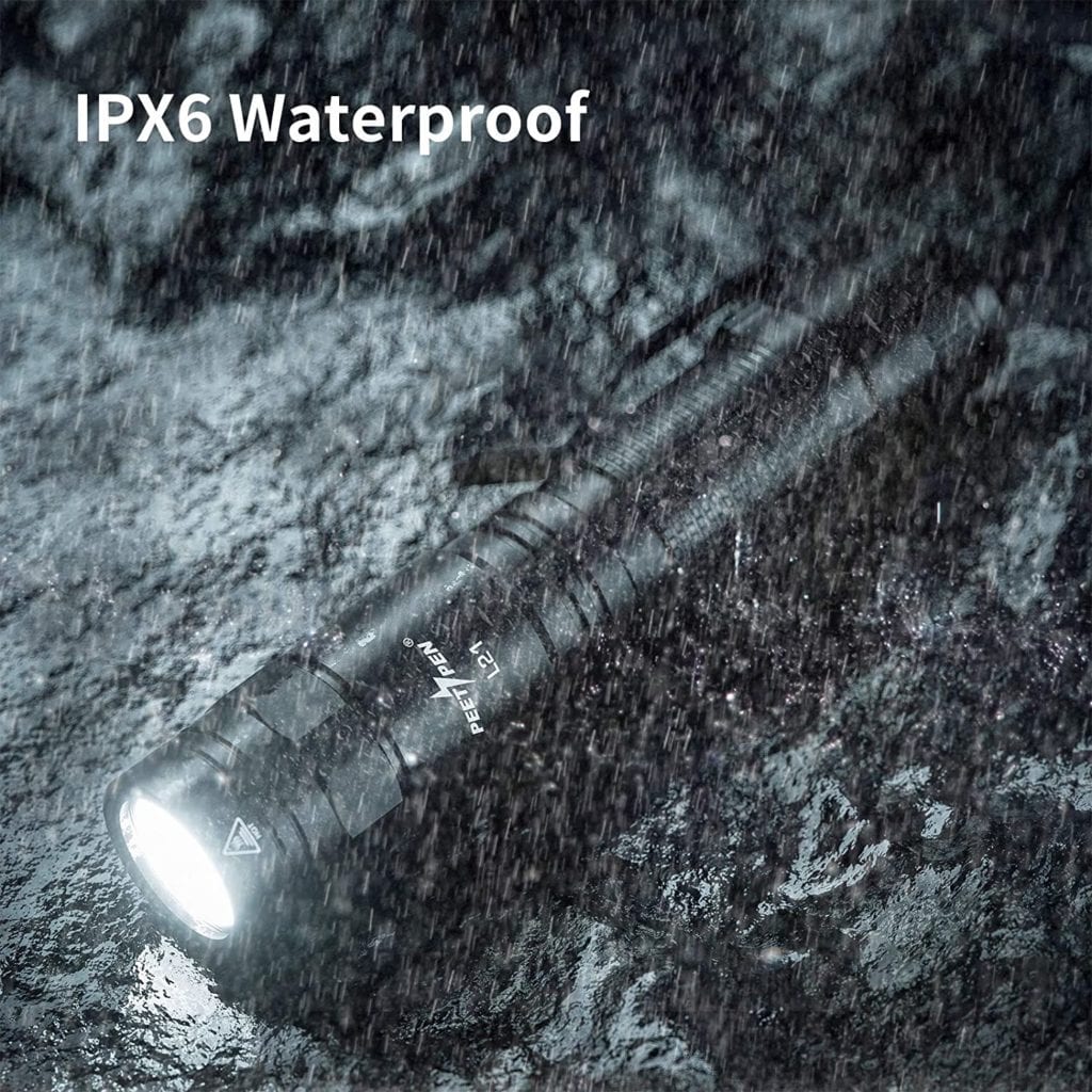 PEETPEN L21 Rechargeable USB Flashlight | 300m Beam, 1200 Lumens, Osram P8 LED, IPX6 Waterproof, Aluminium Alloy | 1
