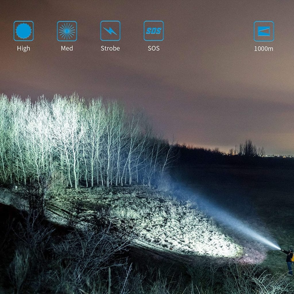 PeetPen L80 Flashlight | 1km Beam, 1500 Lumens, USB Rechargeable Torch | Outdoor Camping, Emergency, Professional Use,