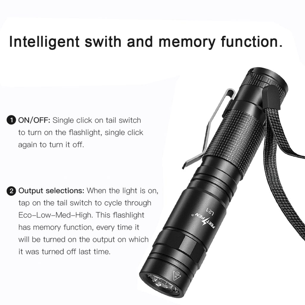 PEETPEN L21 Rechargeable USB Flashlight | 300m Beam, 1200 Lumens, Osram P8 LED, IPX6 Waterproof, Aluminium Alloy | 1