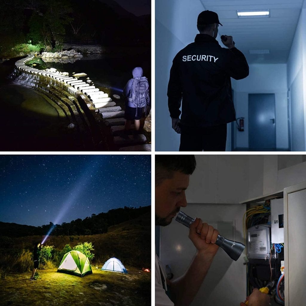 PEETPEN L70 Flashlight: 0.7km Beam, 1500lm Super Bright, USB Rechargeable, Heavy-Duty Aluminum, Water-Resistant for