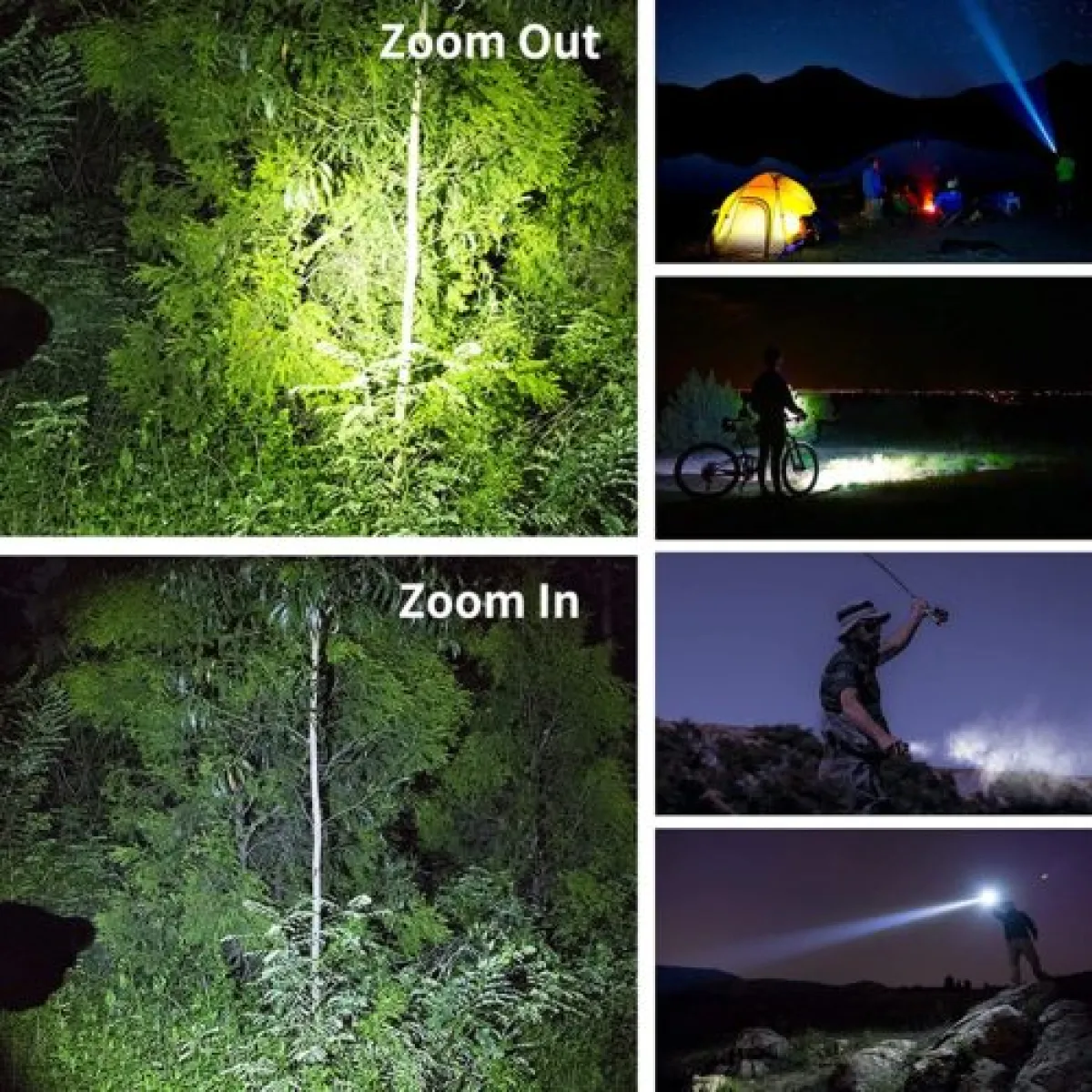 PEETPEN C60 LED Zoomable Flashlight | 0.26km Beam, 1000 Lumens, IPX6 Waterproof | Aluminum Alloy for Camping, Rescue in