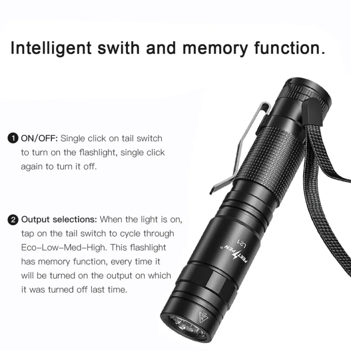 PEETPEN L21 rechargeable EDC flashlight
