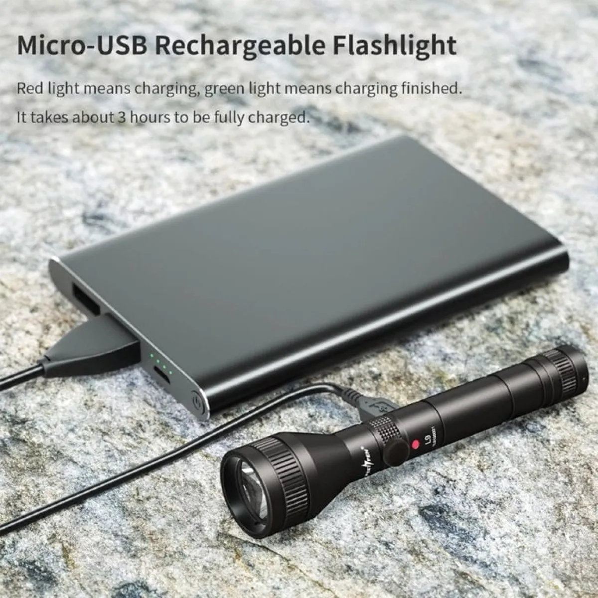 PEETPEN L9 mini flashlight, charging port