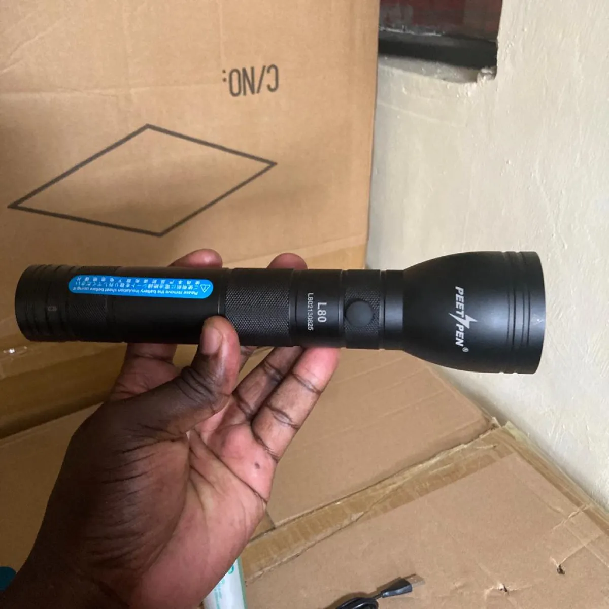 PeetPen L80 Flashlight | 1km Beam, 1500 Lumens, USB Rechargeable Torch | Outdoor Camping, Emergency, Professional Use,