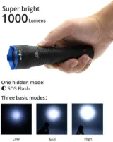 PEETPEN C60 LED Zoomable Flashlight | 0.26km Beam, 1000 Lumens, IPX6 Waterproof | Aluminum Alloy for Camping, Rescue - photo 6
