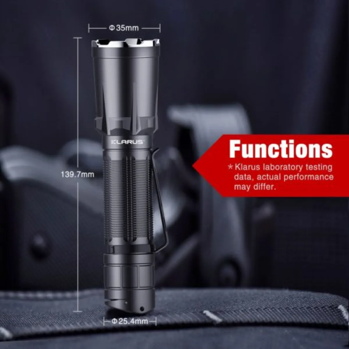 Klarus XT11GT tactical flashlight with holster