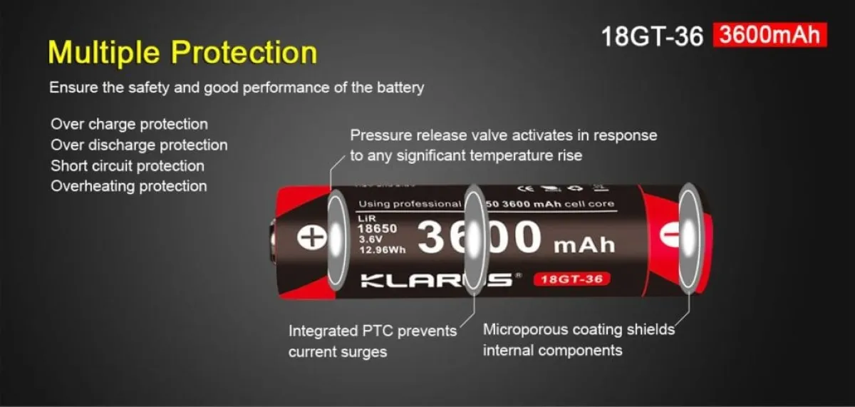 Klarus 18GT-36 18650 rechargeable battery