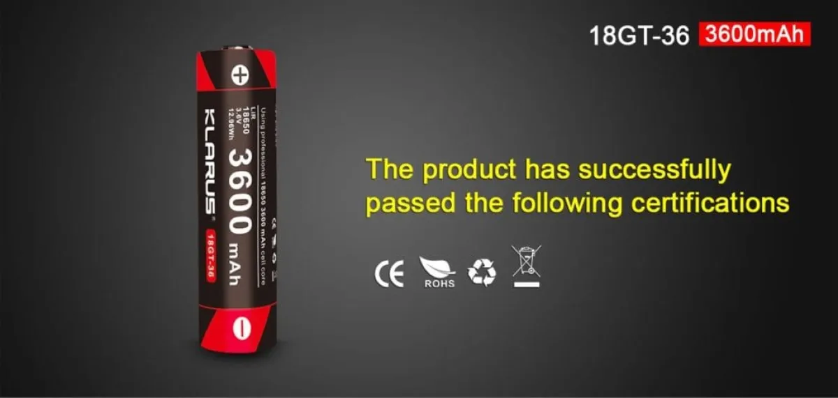 Klarus 18GT-36 18650 rechargeable battery