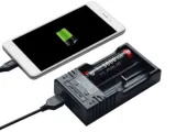Klarus K2 2-Bay Smart Charger: Li-ion, NiMH, NiCd | 1A Fast Charge, Power Bank | Charges AA, AAA, 18650 & More | ABS | 115mm (4.53") - photo 2