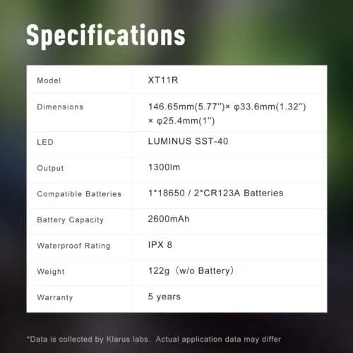 Klarus XT11R battery compartment detail
