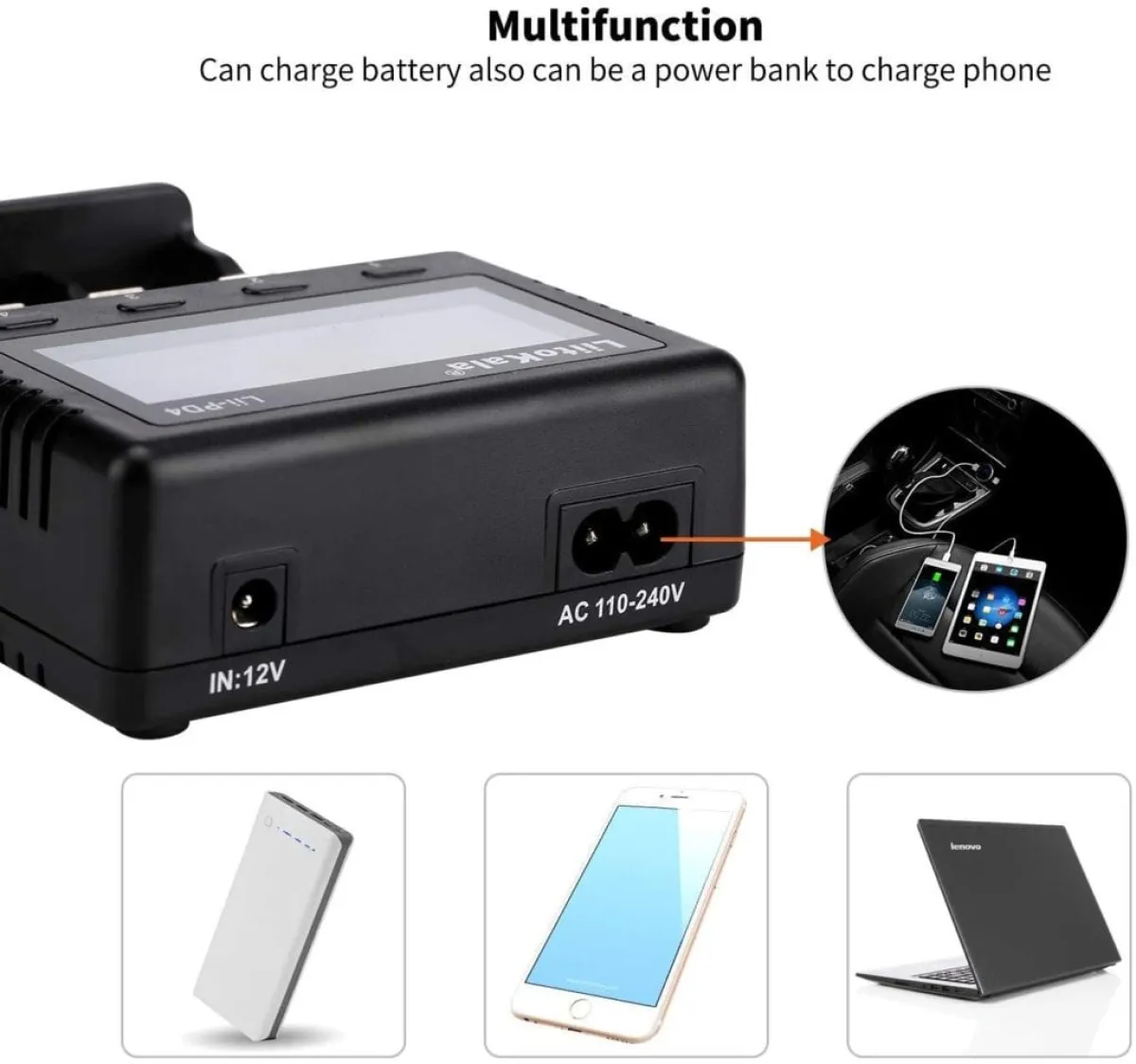 LiitoKala Lii-PD4 4-Bay Smart Charger with LCD Display