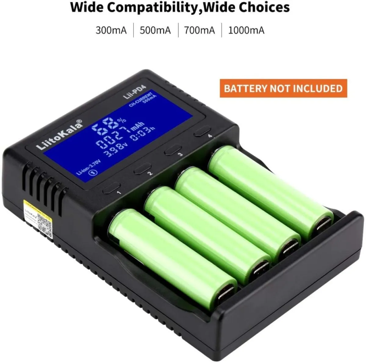 LiitoKala Lii-PD4 4-Bay Smart Charger with LCD Display