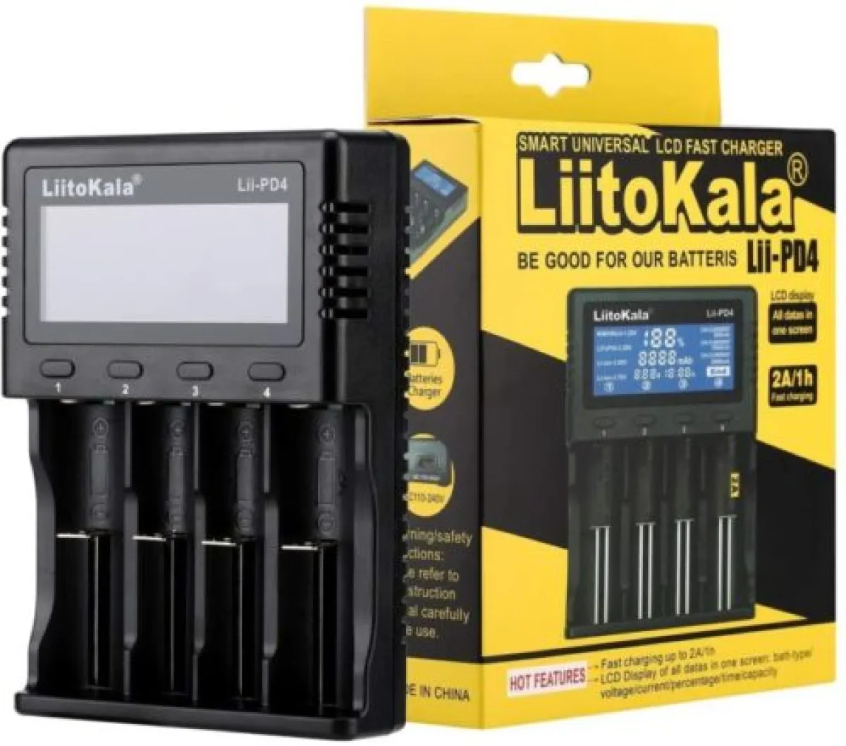 LiitoKala Lii-PD4 4-Bay Smart Charger with LCD Display