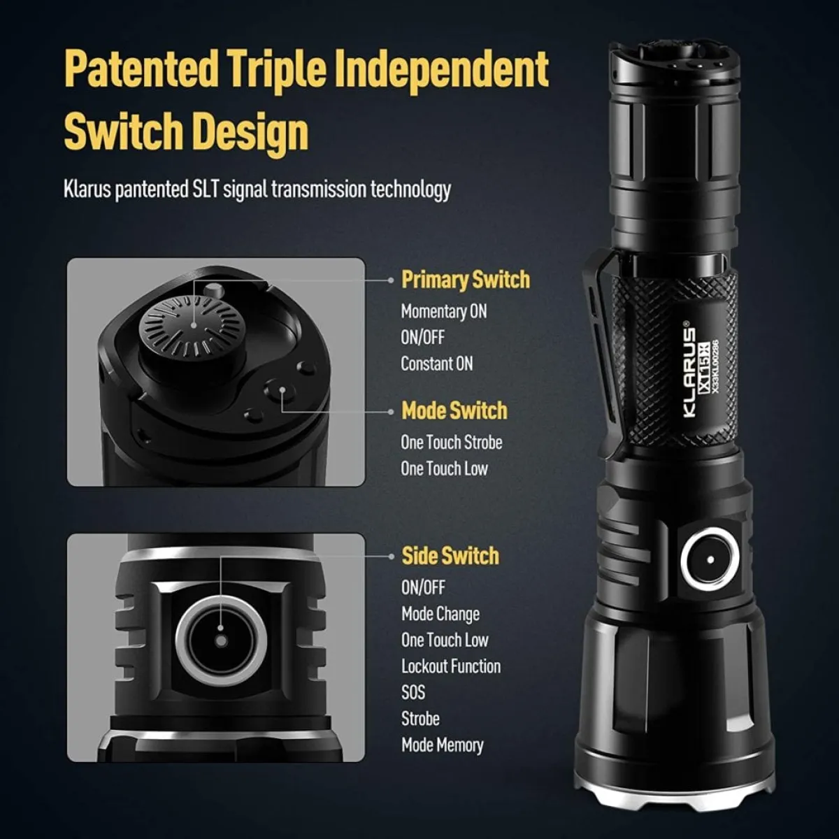 Klarus XT11X flashlight with holster