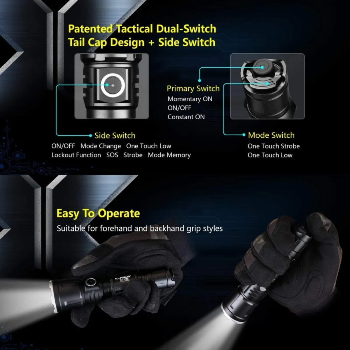 Klarus XT11X flashlight with holster