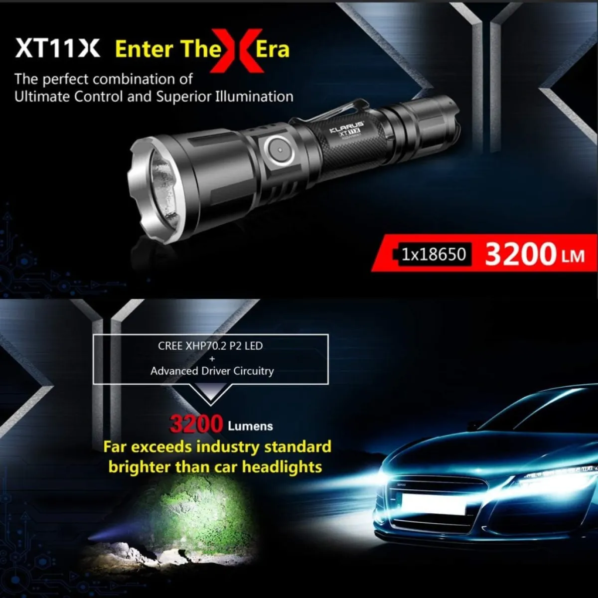 Klarus XT11X flashlight with holster