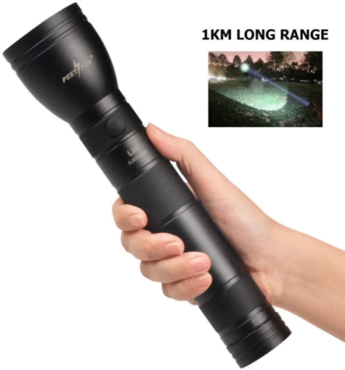 PeetPen L80 Flashlight, 1500 Lumens, 1km Beam, USB-C Rechargeable