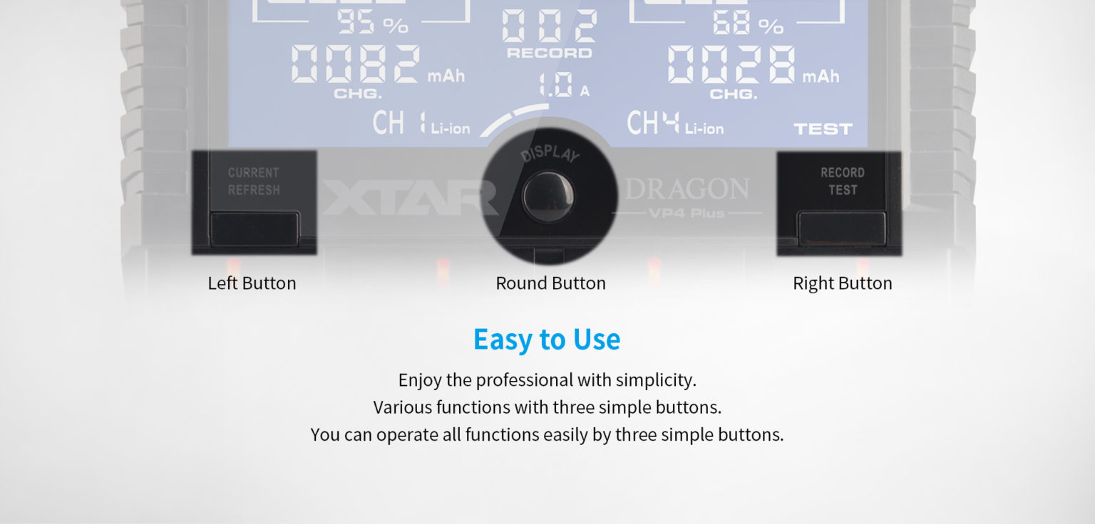 Xtar Dragon VP4 Plus Charger | 4-Bay Li-ion/NiMH Smart Charger, Power Bank, Voltage/Resistance Test, LCD Display in