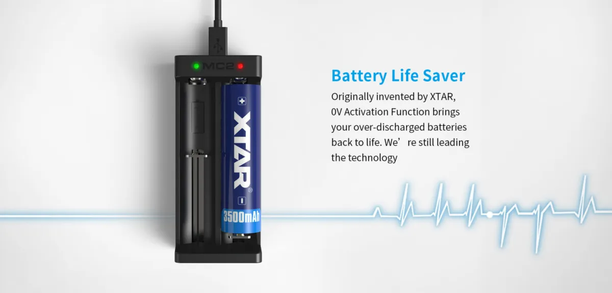 XTAR MC2 2-Bay USB Li-ion Battery Charger