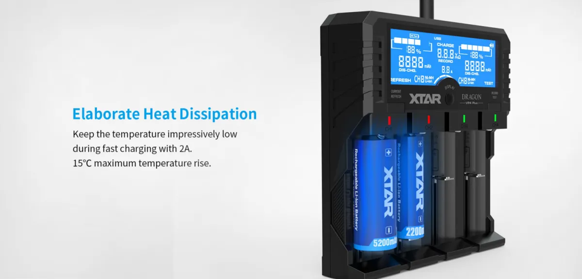Xtar Dragon VP4 Plus 4-Bay Charger with LCD Display