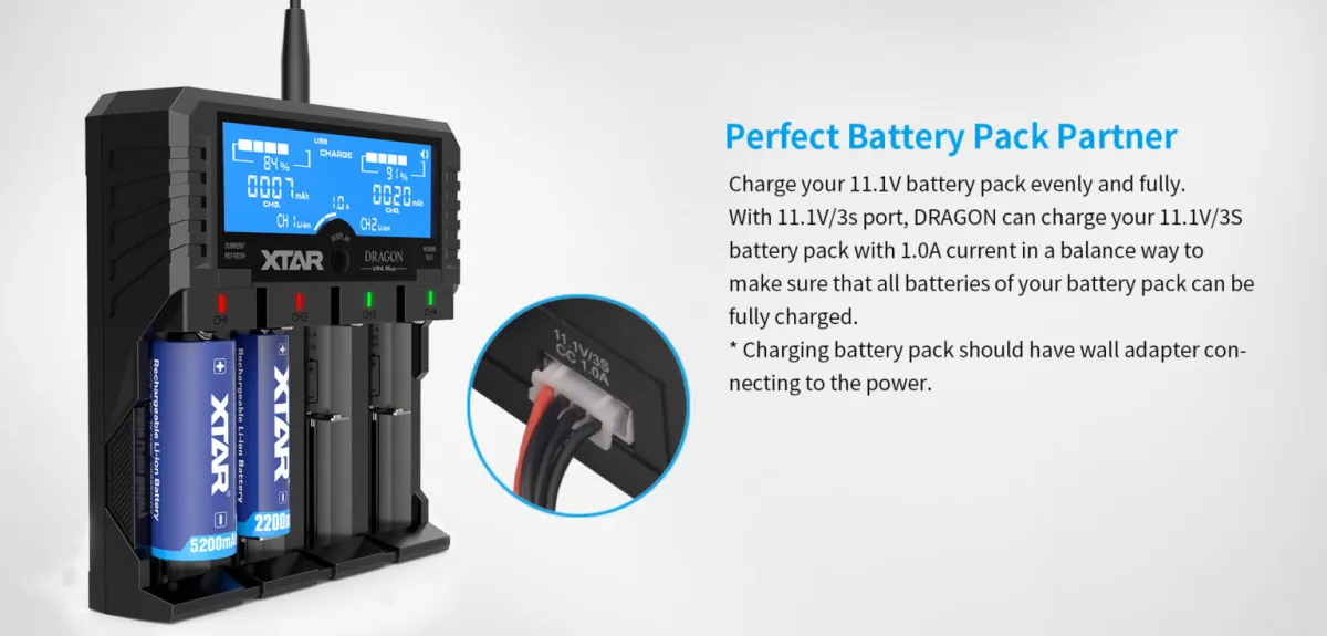 Xtar Dragon VP4 Plus 4-Bay Charger with LCD Display