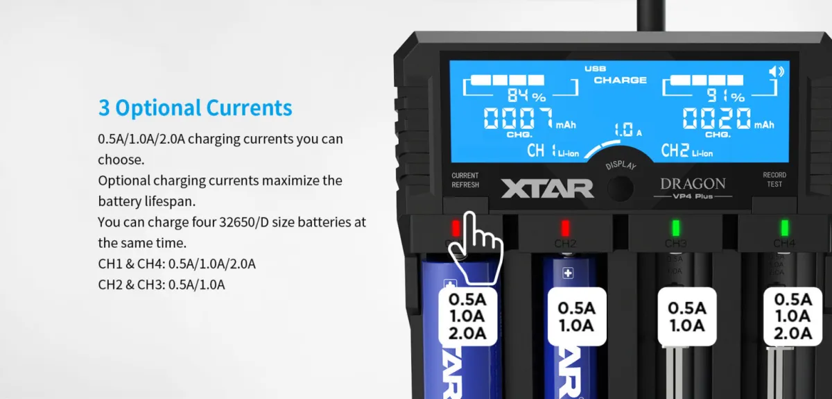 Xtar Dragon VP4 Plus 4-Bay Charger with LCD Display