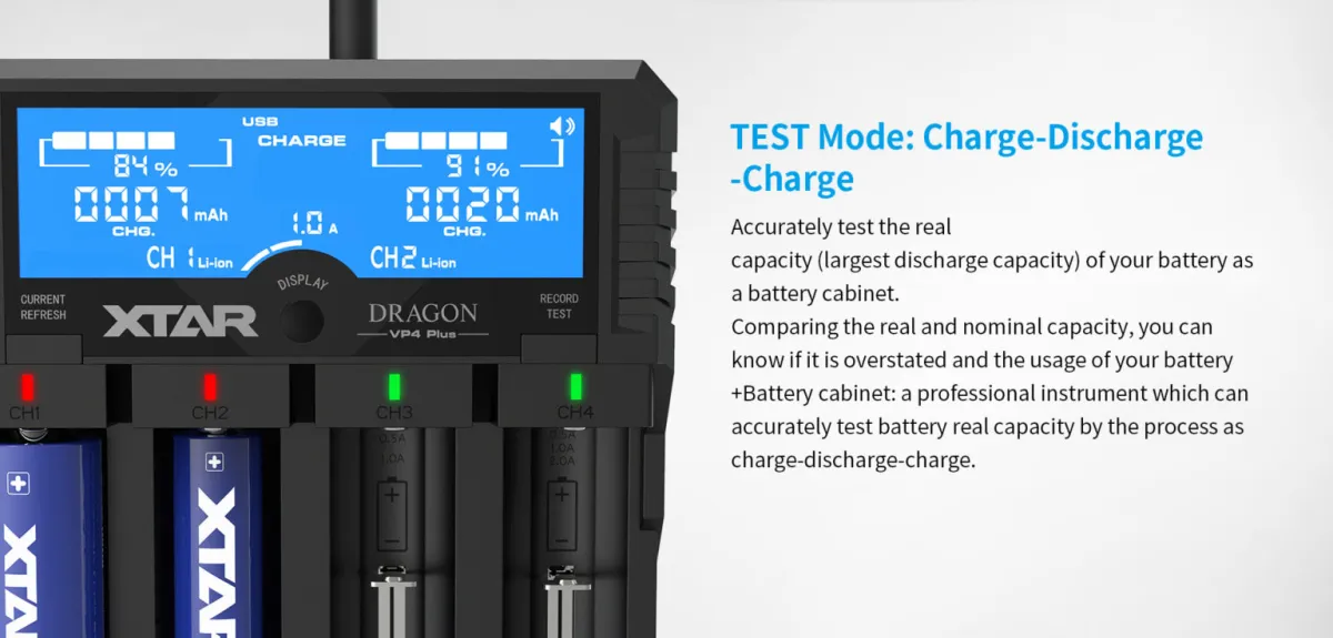 Xtar Dragon VP4 Plus 4-Bay Charger with LCD Display
