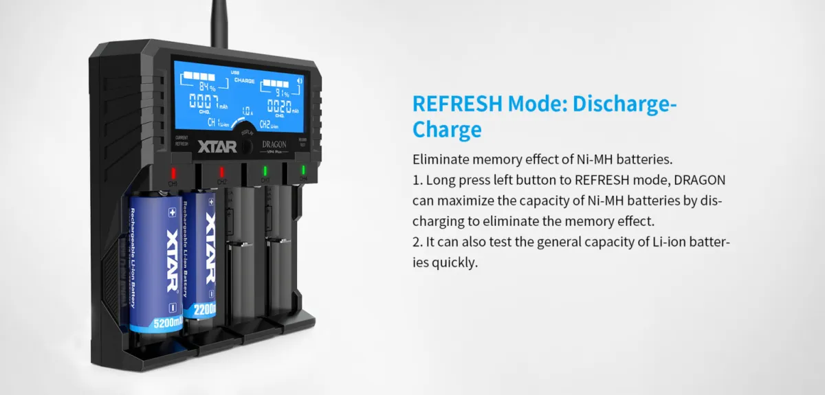 Xtar Dragon VP4 Plus 4-Bay Charger with LCD Display