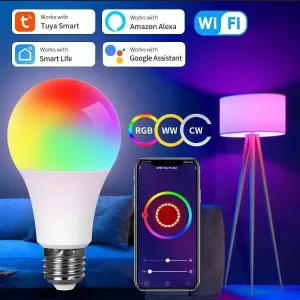10W Tuya Smart RGB Bulb, Wifi and Bluetooth | App and Voice Control, E27 | Smart Home Automation, Mood Lighting