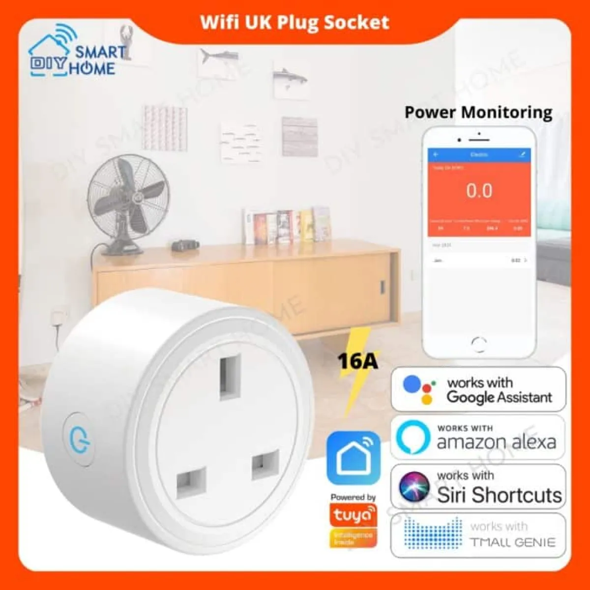 Tuya WiFi Smart Plug: 16A, 3200W | Energy Monitor, Alexa/Google | Smart Home Automation in Kenya
