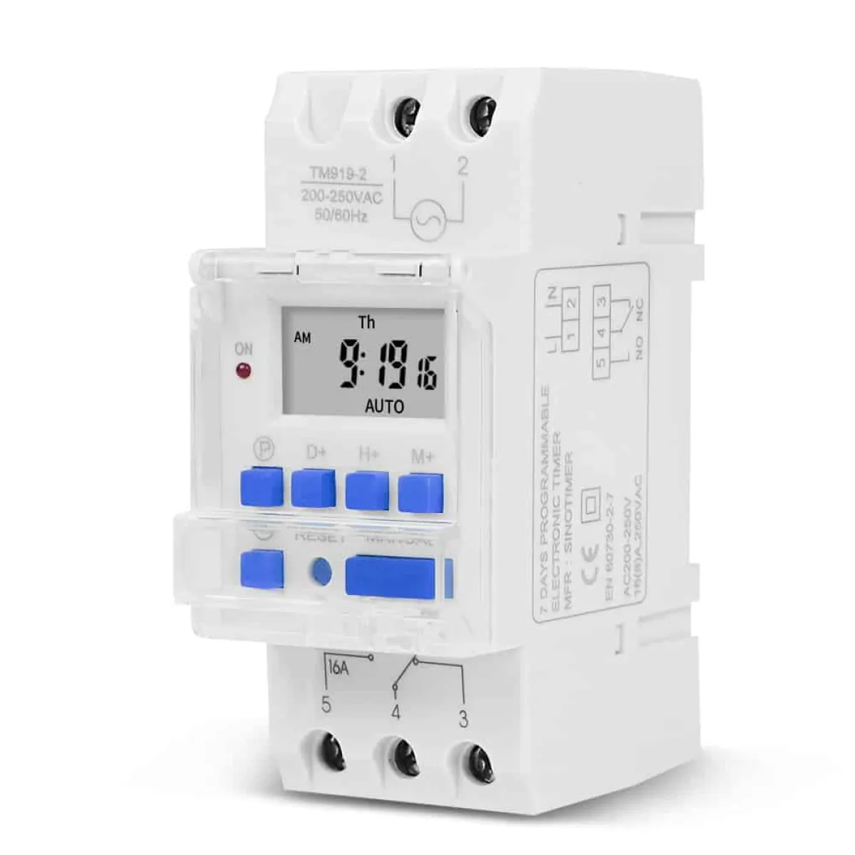 Sinometer TM919A Timer Switch, 16A DIN Rail with Countdown Mode