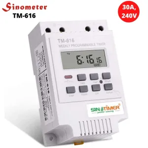 Sinometer TM616 30A Timer Switch - 7-Day Programmable Automation for Lights, Irrigation & More | 220V AC, Plastic
