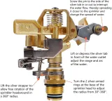Brass Impact Sprinkler Head | 1/2" Heavy Duty Orbit Sprinkler | 0-360° Adjustable Lawn Watering | Yard, Grass & Garden Irrigation - photo 2