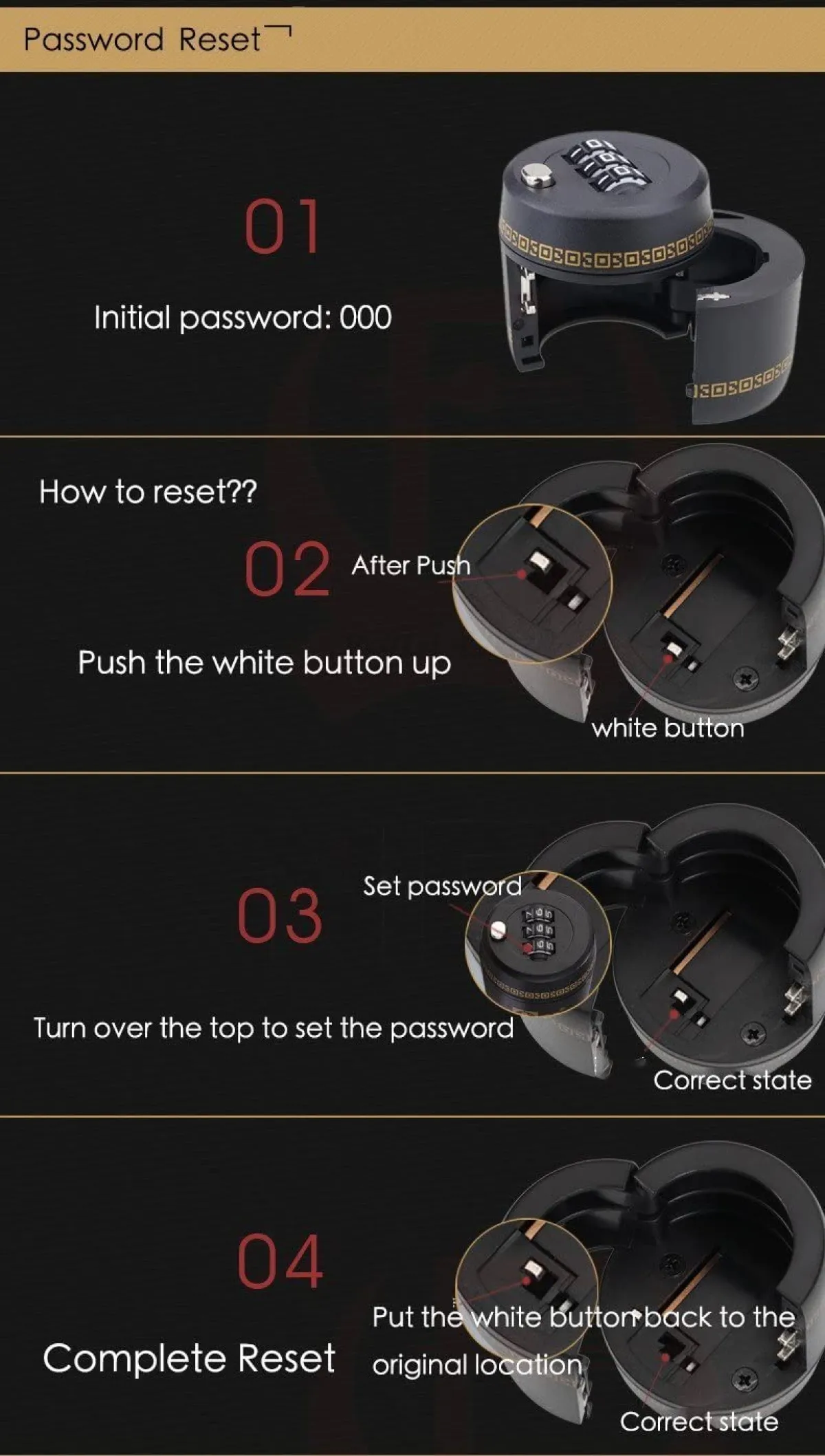 Wine Bottle Combination Lock, 3-Digit Resettable Code