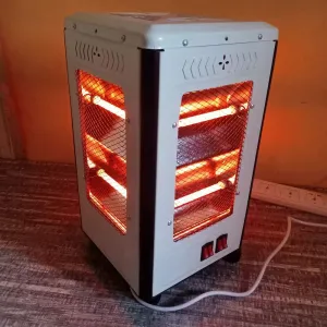 1600W 4-Sided Quartz Heater - Instant Warmth, 4 Modes, 39cm(1.3ft) H, 22cm(0.7ft) W, 85% Metal, for Homes