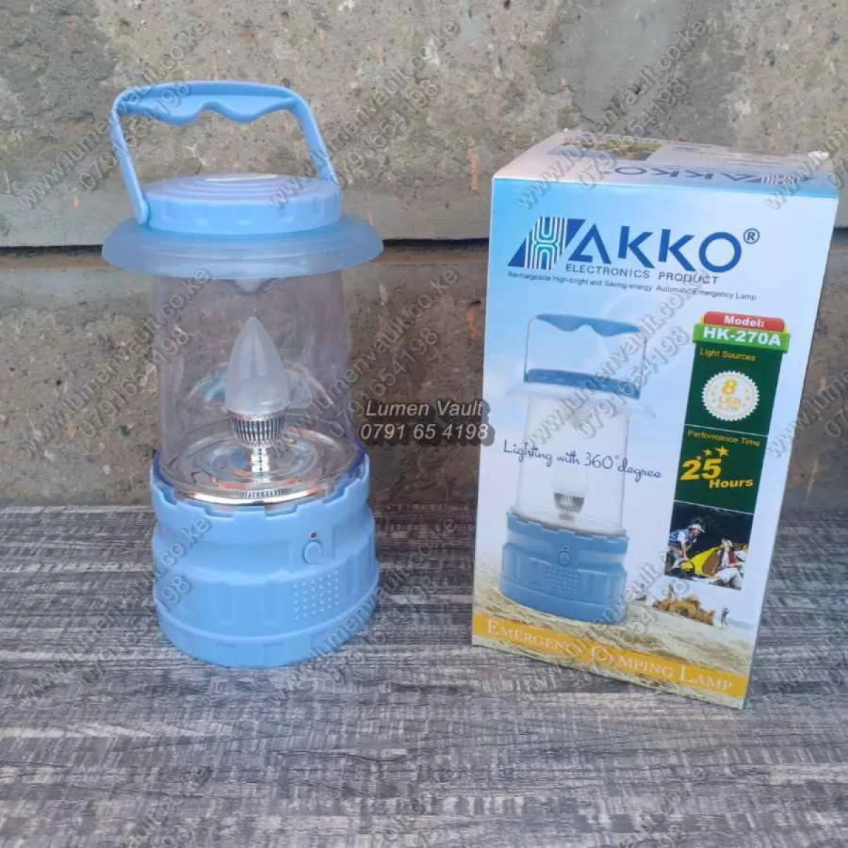 AKKO HK270A Camping Lamp | 25Hrs Runtime, 8 LED - Camping, Home, Power Outages | 6V 4AH Battery