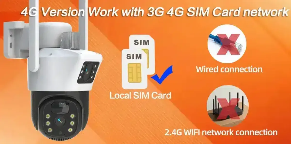 4G Solar Dual Lens Camera, 4MP, Fixed and Auto-Tracking Lens