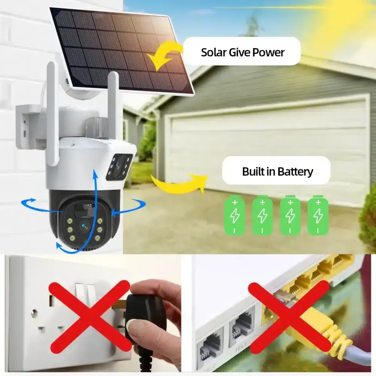 4G Solar Dual Lens Camera, 4MP, Fixed and Auto-Tracking Lens