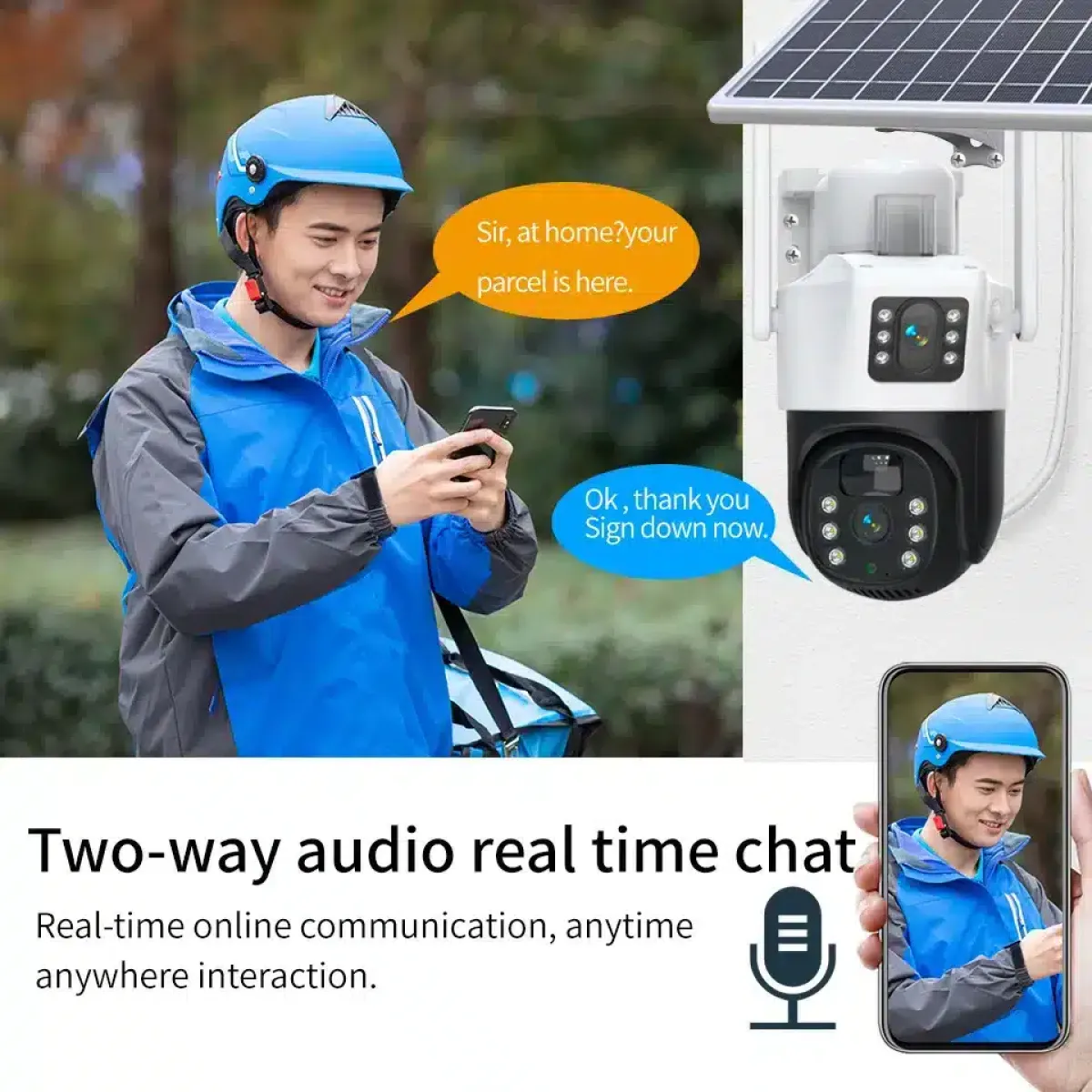 V380 Pro Dual WiFi Solar Camera, 4MP+4MP PTZ, AI Human Detection
