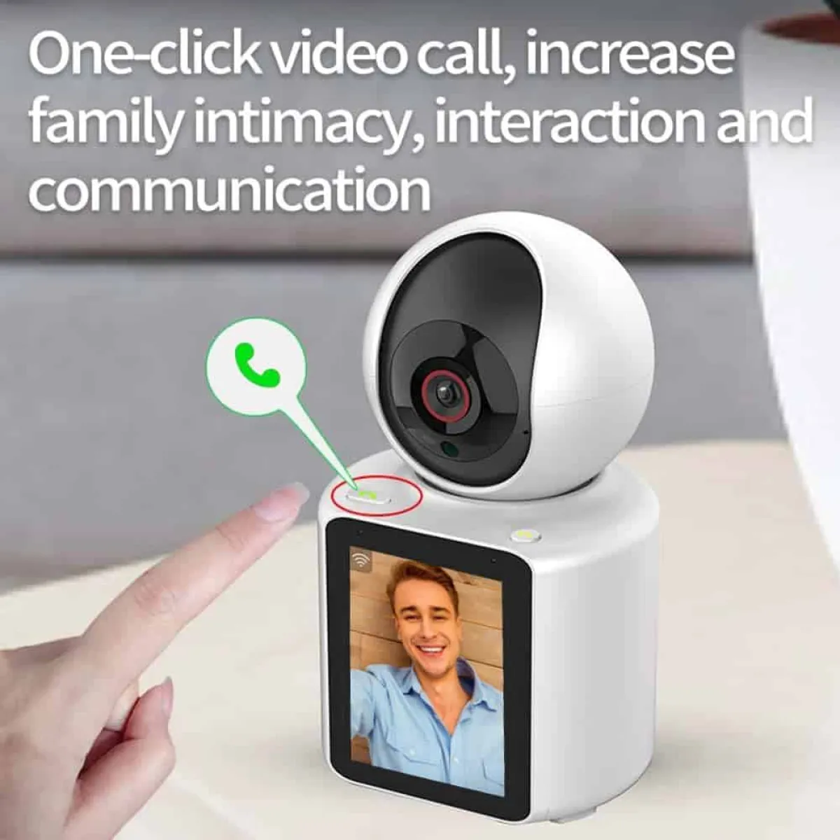 WiFi Nanny Camera with Built-in Screen, 1080p, One-Button Call