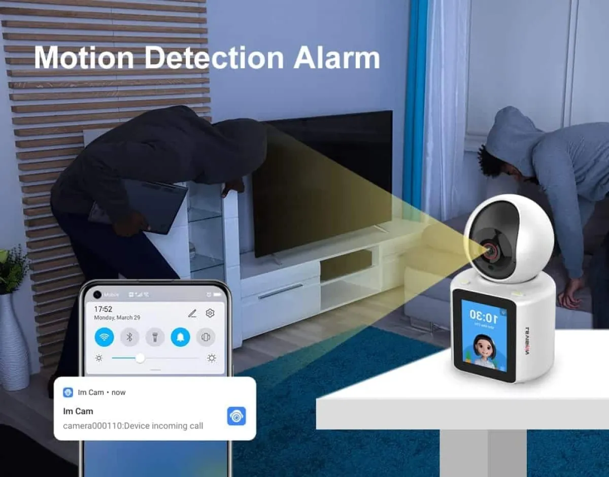 WiFi Nanny Camera with Built-in Screen, 1080p, One-Button Call