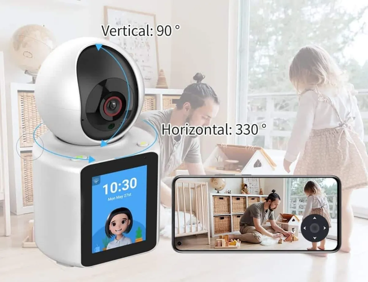 WiFi Nanny Camera with Built-in Screen, 1080p, One-Button Call